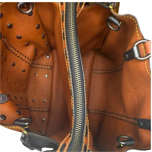Coach 1941 Rogue 36 Western Saddle Suede Whipstitch Whiplash Boho Fringe Bag - Picture 10 of 16